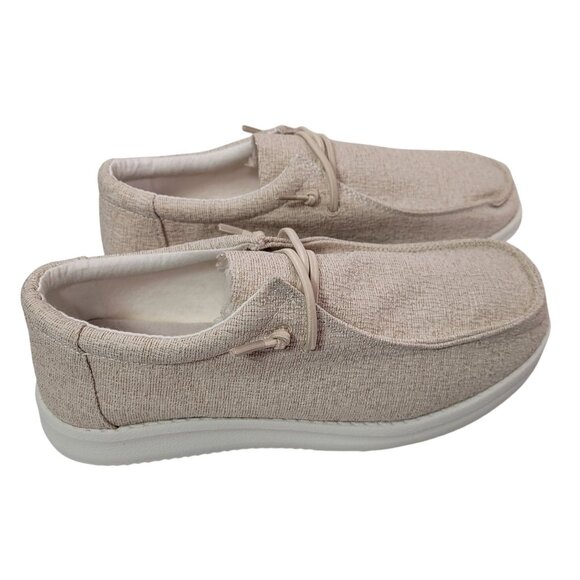 WHITIN Men's Wide Slip-On Loafers Ultra-Light Beige Casual Shoes Size 40 (8) - Picture 2 of 9